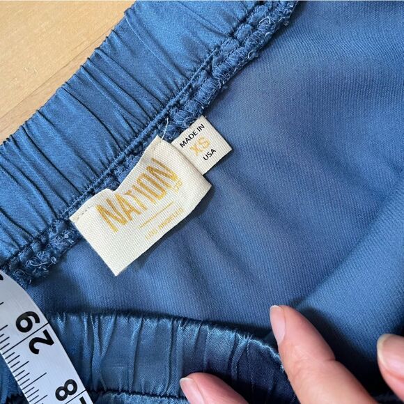 Nation LTD Satin Mabel Bias Midi Skirt in Atlantic Blue XS NWOT - Picture 5 of 9